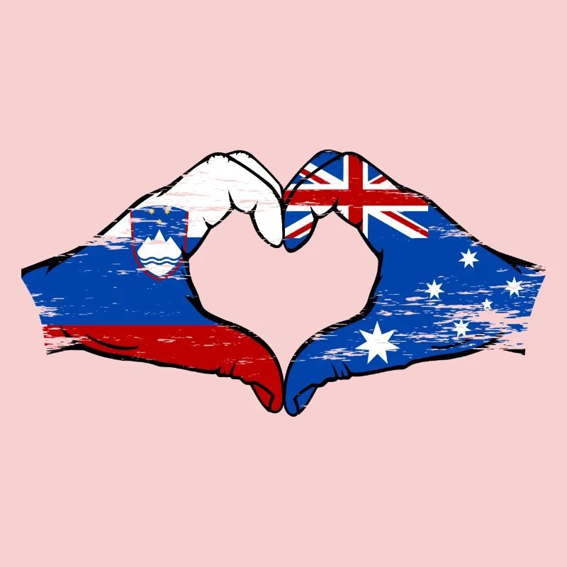 Drapeaux de l'Australie et de la Slovénie utilisés à la main