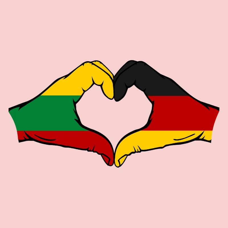Lithuania Germany Flag Hands Heart Shape