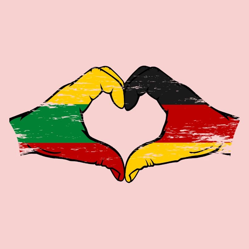 Lithuania Germany flag hands heart shape used