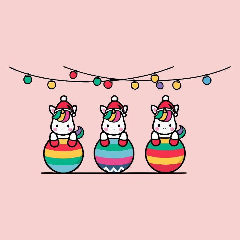 3 Einhörner Weihnachtskugeln Freunde
