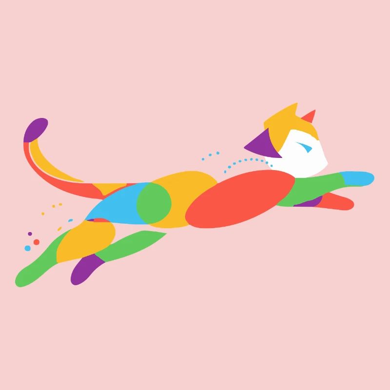 Bunte Katze in Bewegung – Abstraktes Design