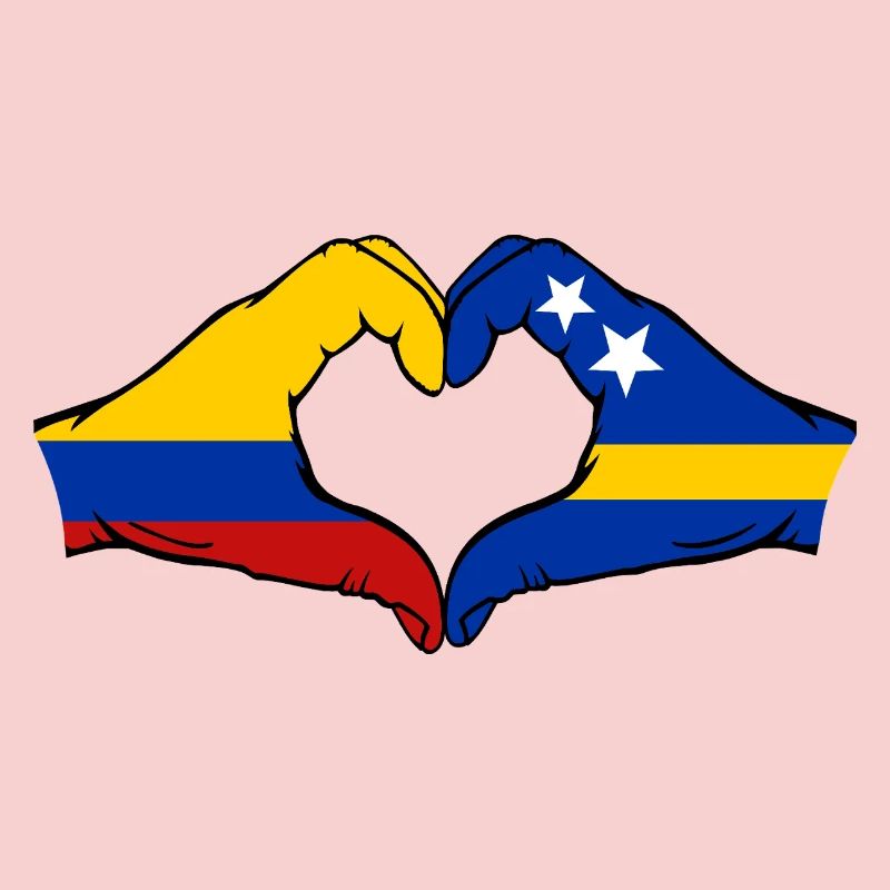 Colombie Drapeau de Curaçao Mains en forme de cœur