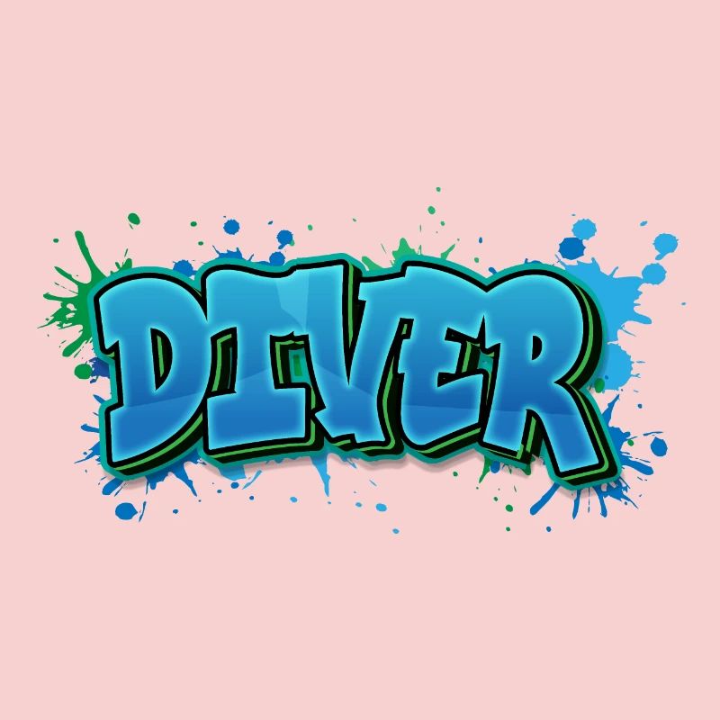 Diver Graffiti Paint Splash - Gift for Divers