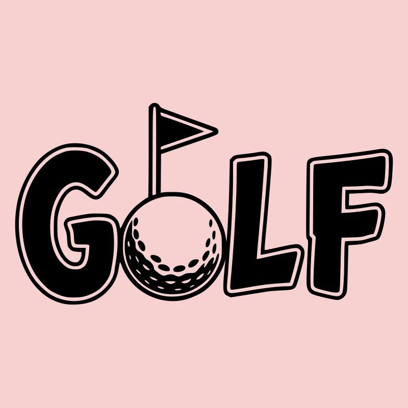 Golf lettering with golf ball and golf flag