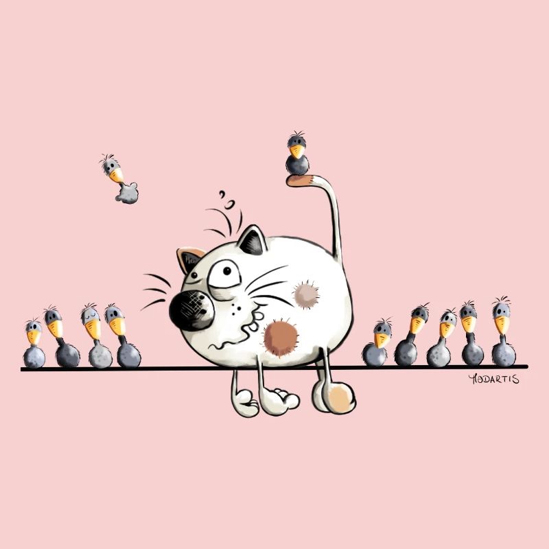 Chat avec oiseaux