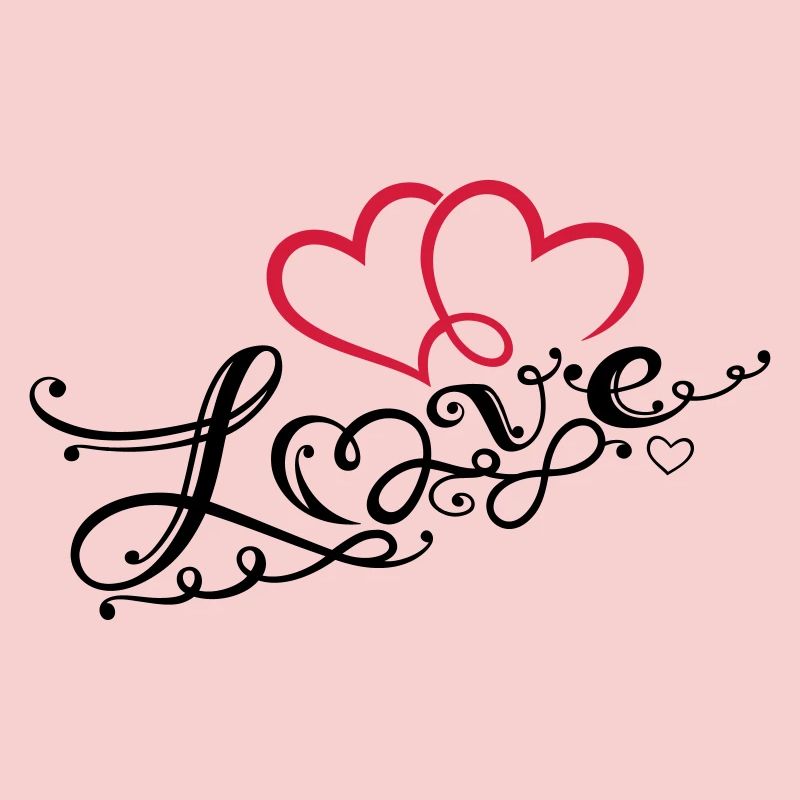 Two hearts with ornament and infinity loop.