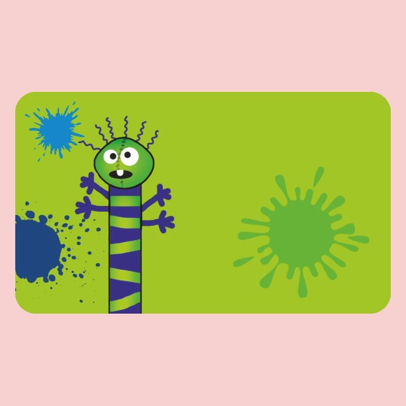 Monstre long et mince et éclaboussures de couleur - Vert Bleu