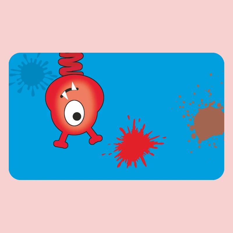 Monstre rouge et éclaboussures de couleur - Bleu