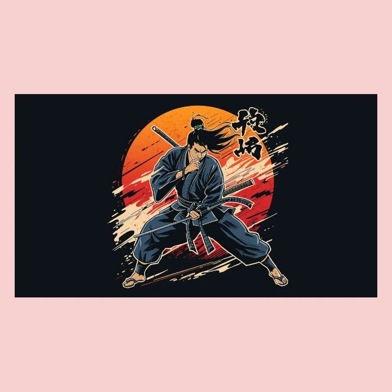 Samouraï au coucher du soleil