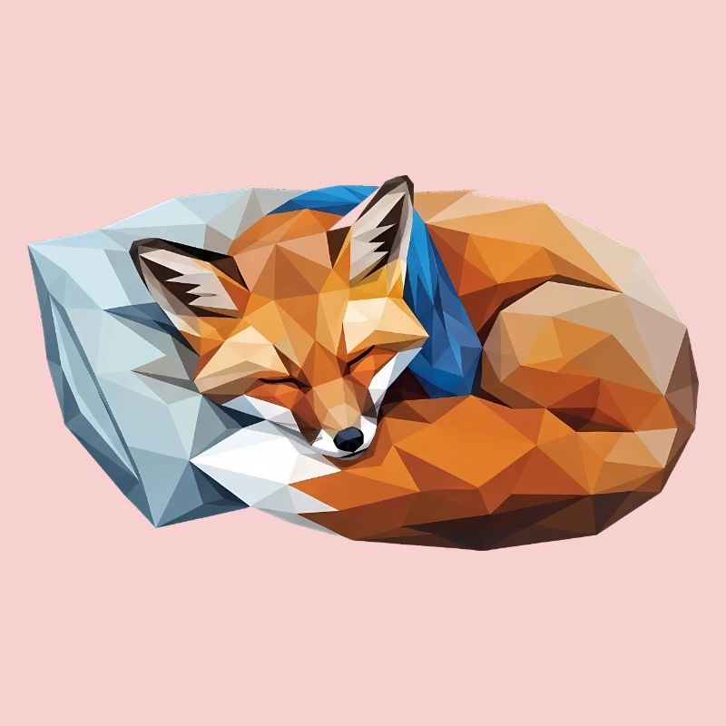 Sleeping Fox in Polygon Style