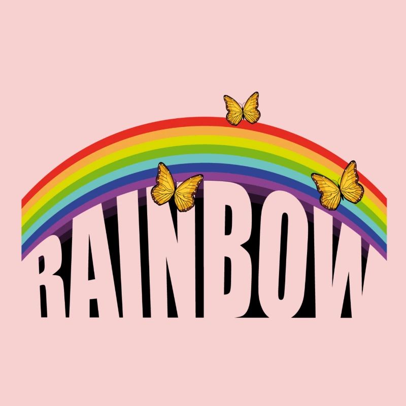 RAINBOW lettering with butterflies