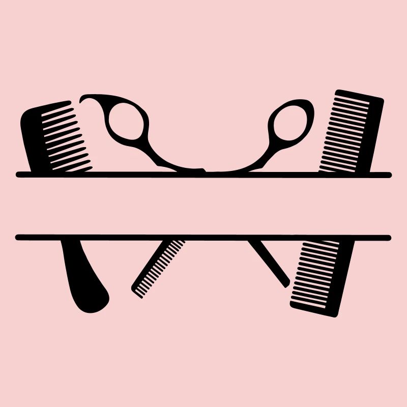 Two combs and scissors text banner