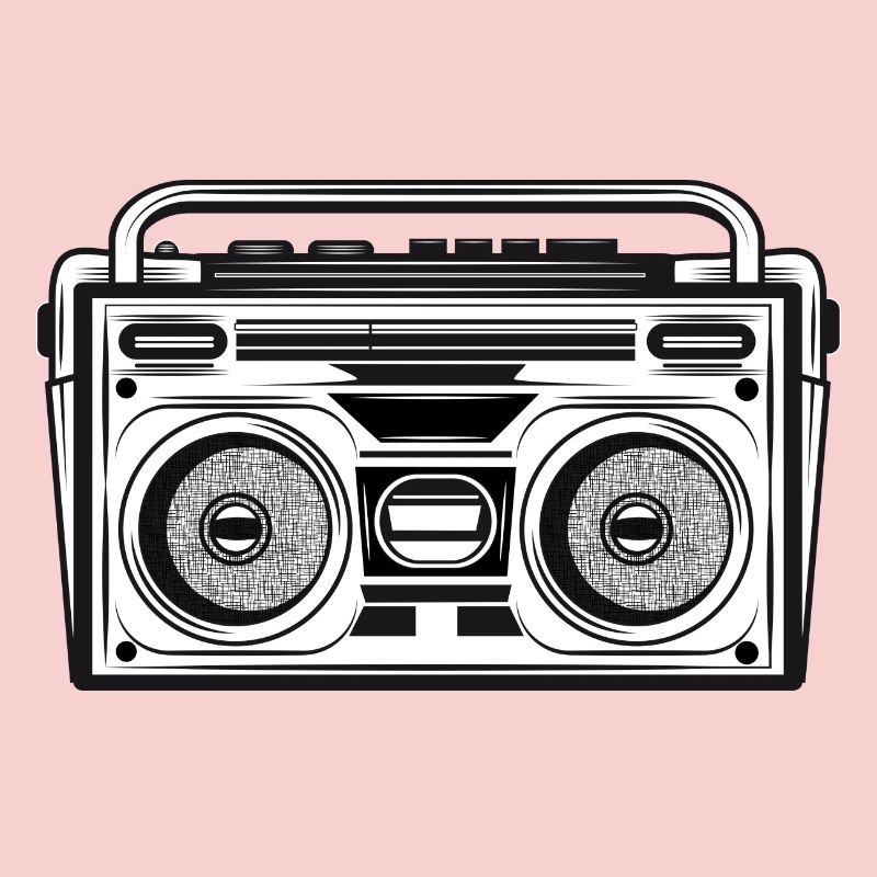 Cassette recorder in 80s stencil look