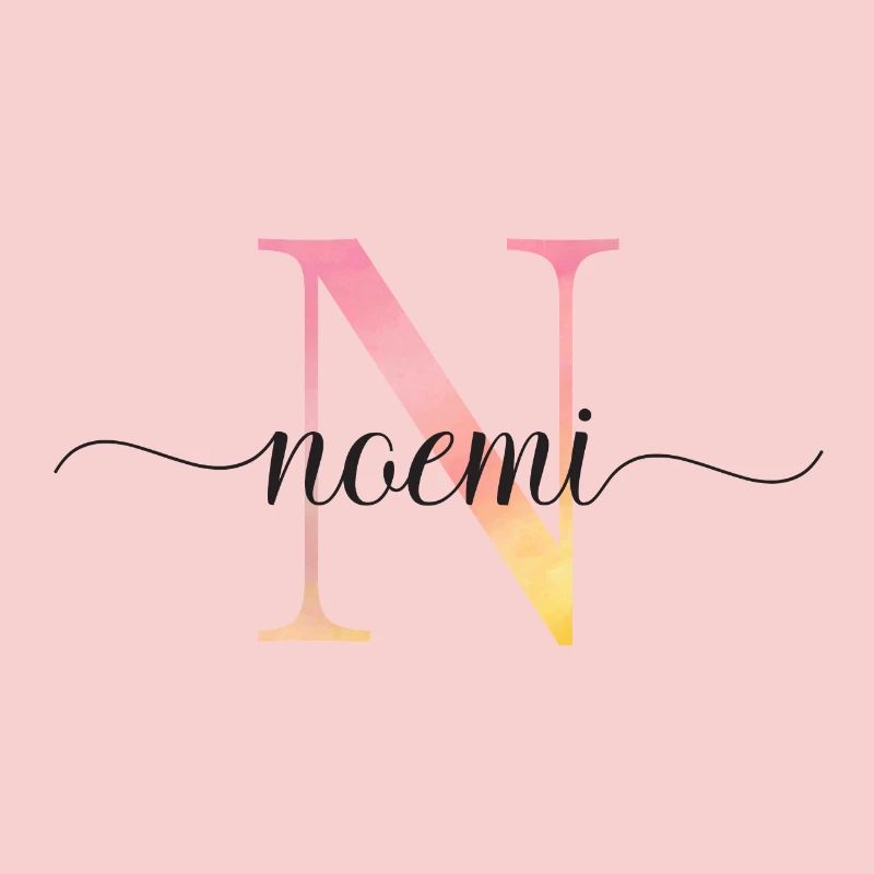 N | Monogram | Name | Noemi |Watercolor