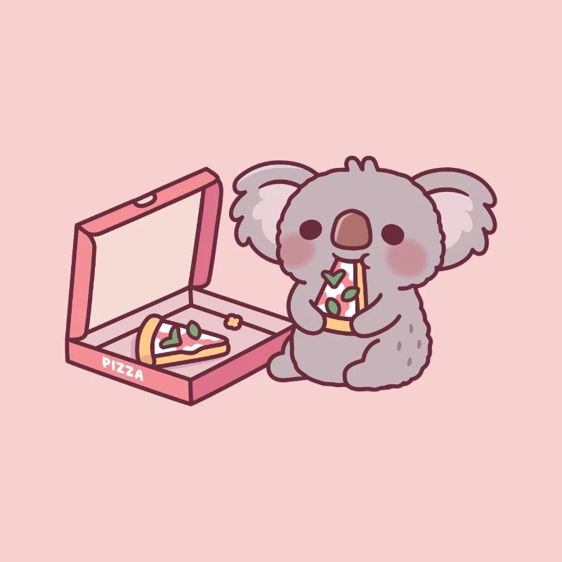 Mignon Koala Ours Mangeant Pizza