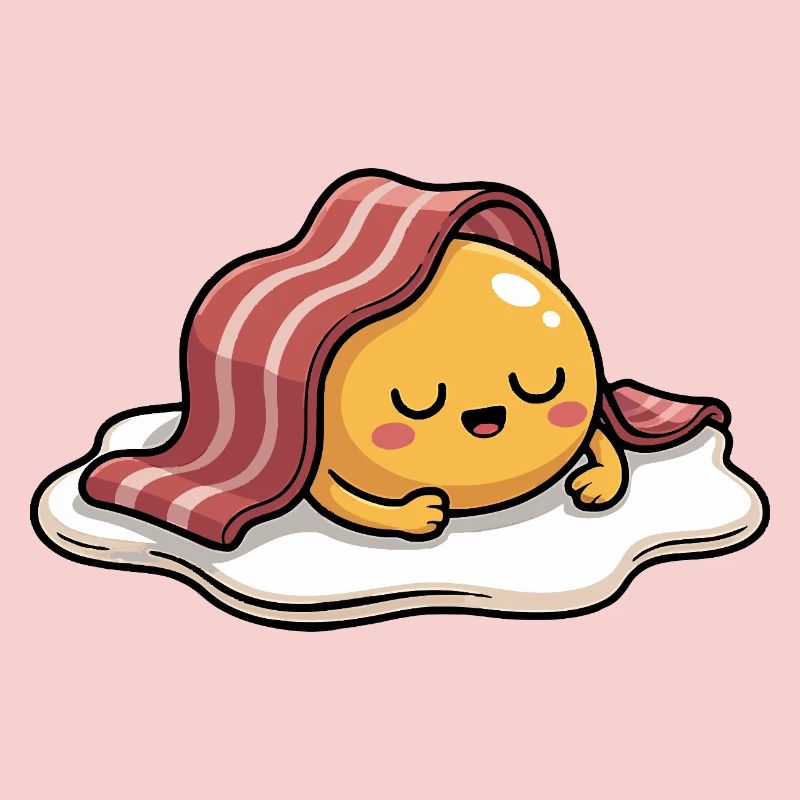 Sleeping Egg with Bacon Food Humor
