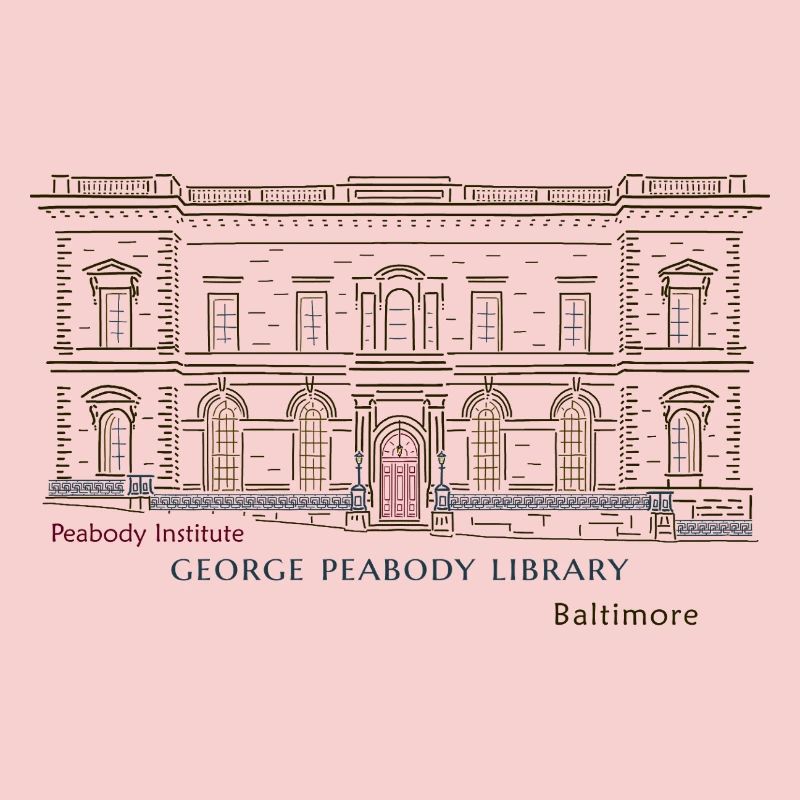 Baltimore, Hand Drawing George Peabody Library