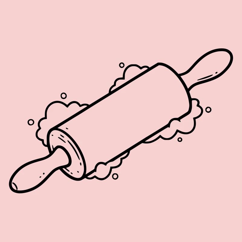 Rolling Pin Baking Roll Flour Outline