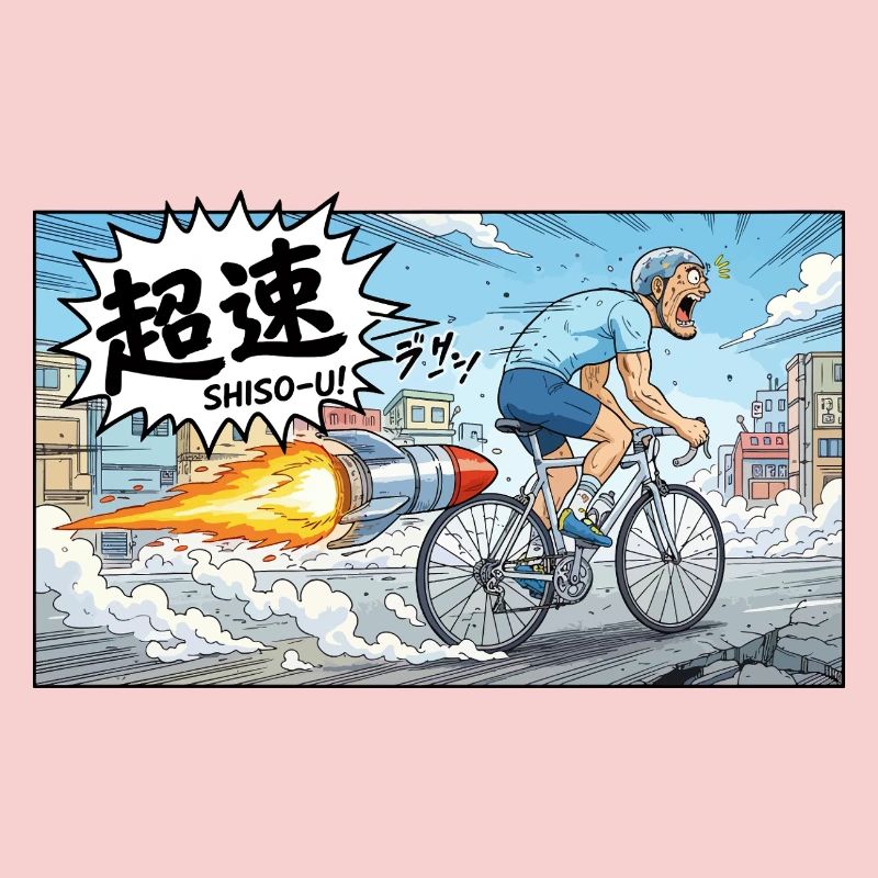 Hypervelocity-Radfahrer mit Raketenexplosion