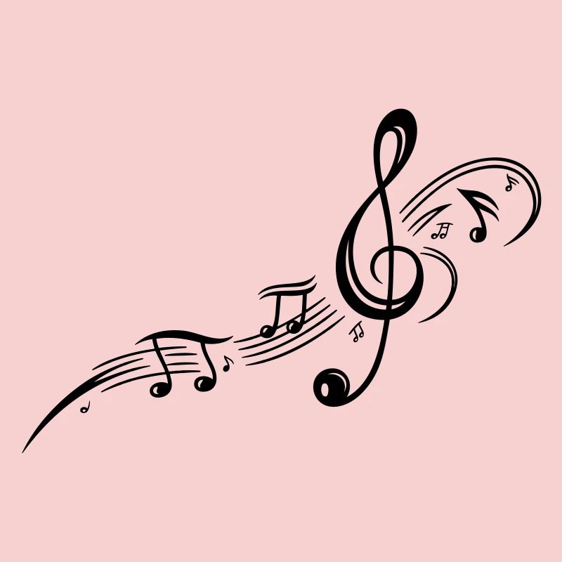 Clef with music notes, modern Tribal Tattoo Style.