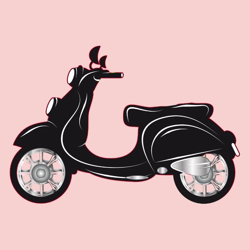 Ein schwarzer Motorroller mit farbigem Rand