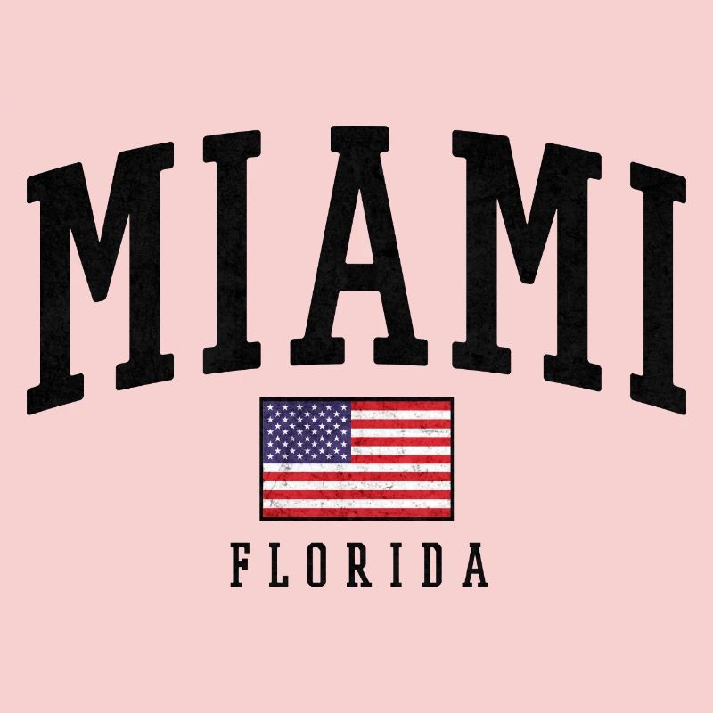 Miami Flag Distressed Typography Florida