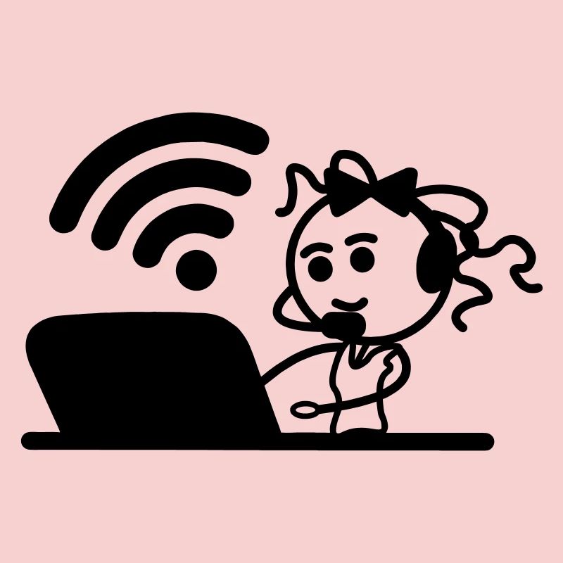 Glückliches Mädchen oder Frau auf Laptop-WLAN