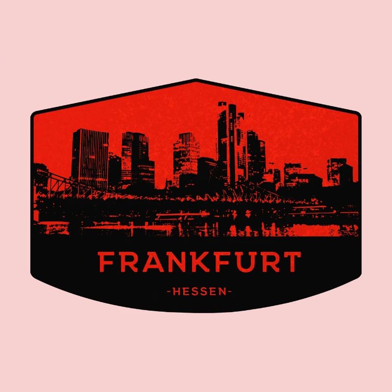 Frankfurt Skyline Patch Red Black