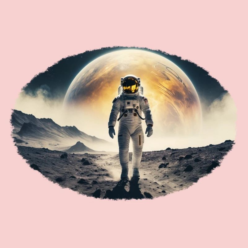 Astronaut on moonscape