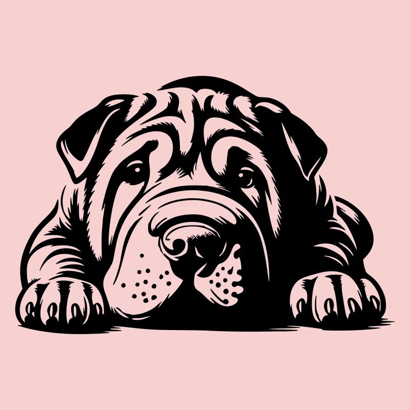 Shar Pei Head with Paws
