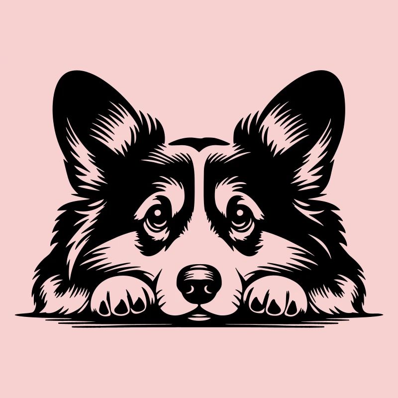 Welsh Corgi Head with Paws