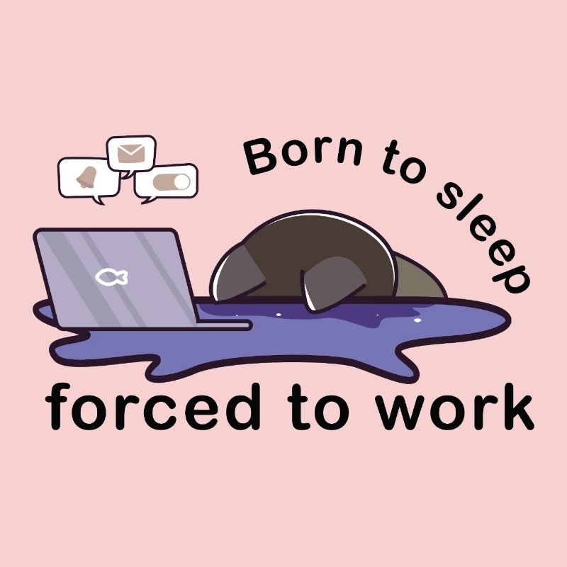 Né pour dormir forcé de travailler chat mignon travail