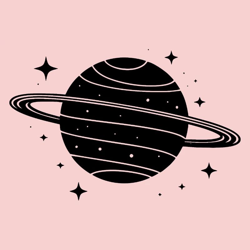 Minimalistischer Planet mit Ring – Schwarze Space
