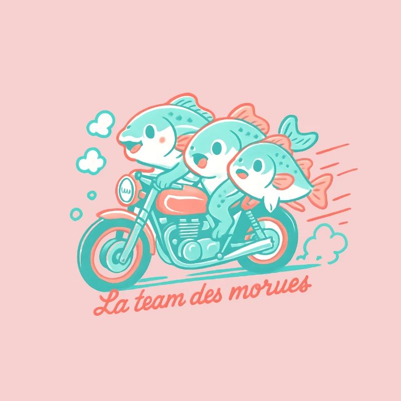 Turquoise cod on a motorcycle