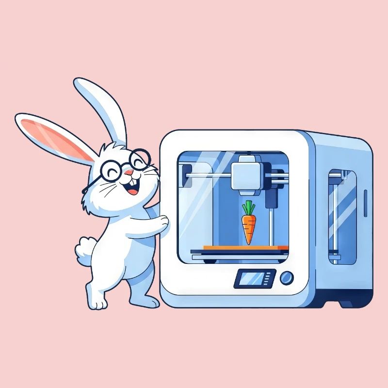 Funny Rabbit Nerd Programmeur Imprimante 3D