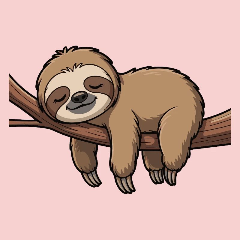 Sleeping sloth on branch