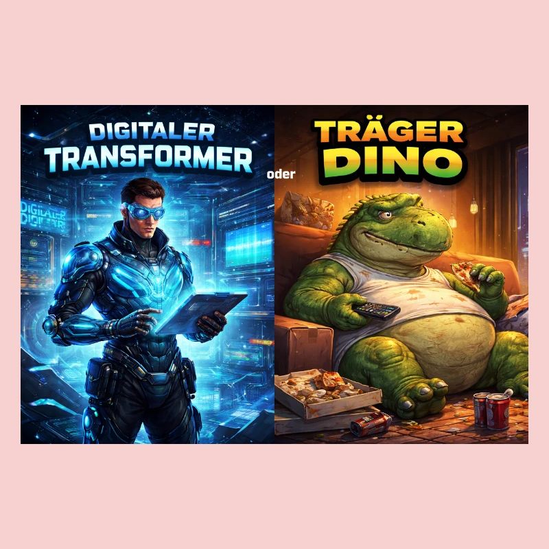 Digitaler Tech-Kämpfer oder träger Dino