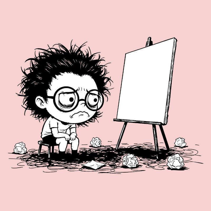 Künstler Creative Blocking Empty Canvas Manga