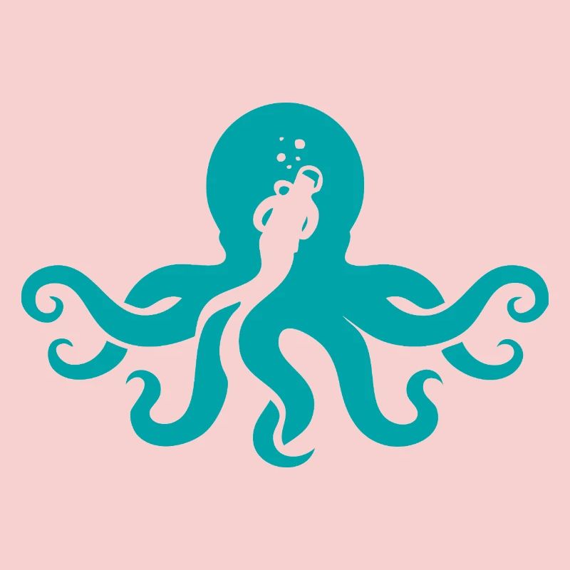 Turquoise Octopus Silhouette
