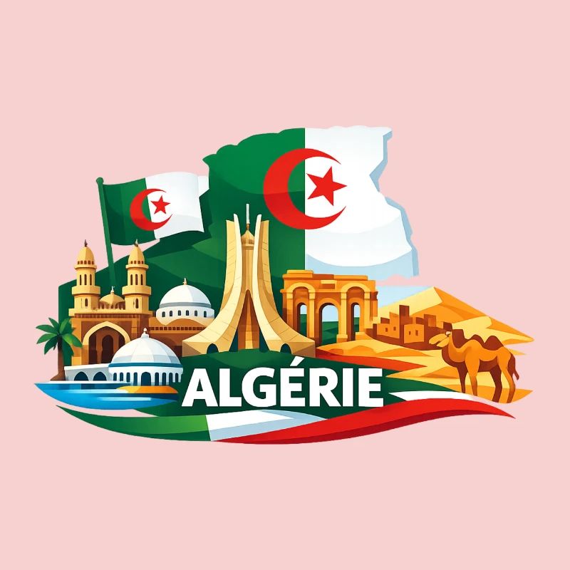 Algérie Drapeau Monument Déco Voyage désert 
