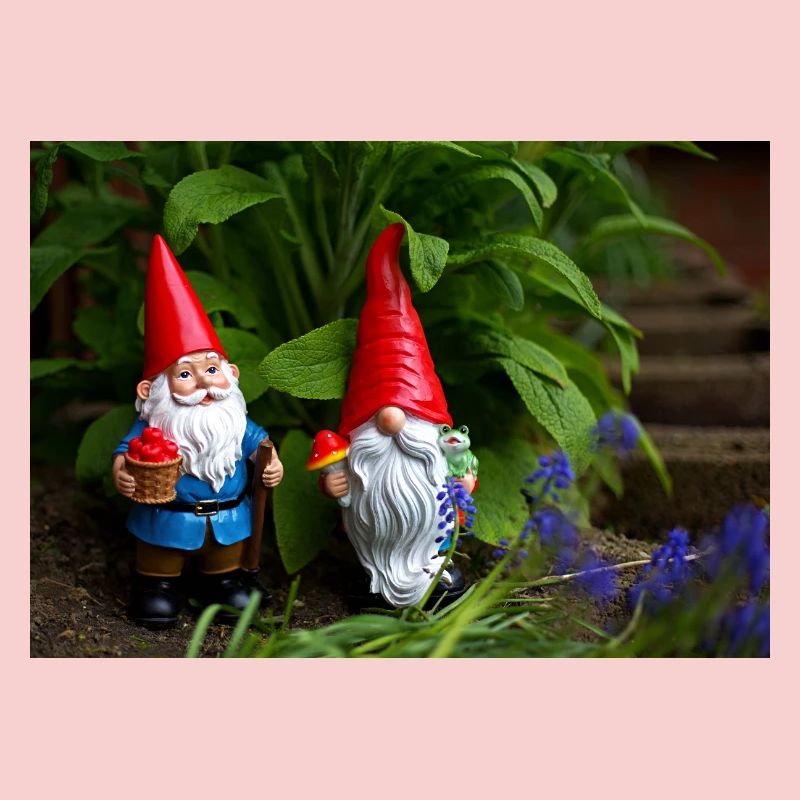 Gartenzwerge im Beet