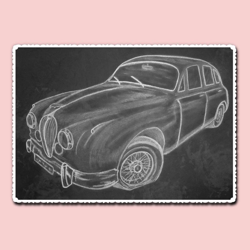 Oldtimer Jaguar - gezeichnet - Kunst auf Shirts...