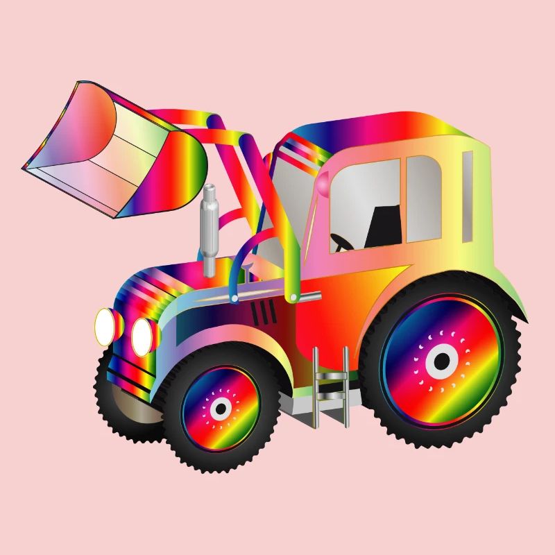 Traktor Frontlader in bunten RegenbogenFarben