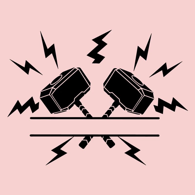 Deux marteaux de Thor avec découpe de texte