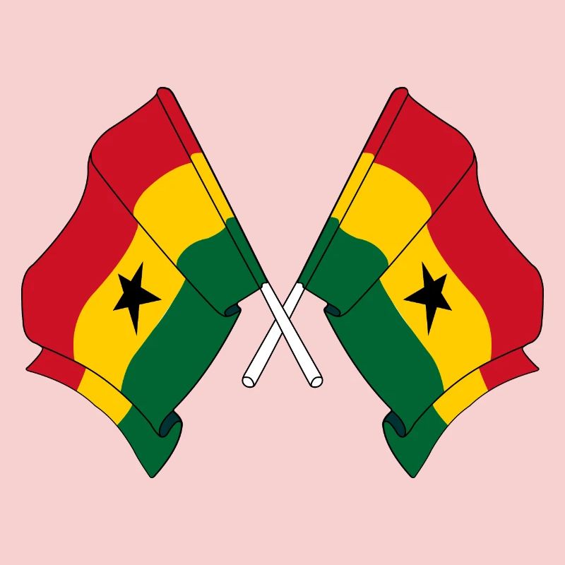 Deux drapeaux du Ghana croisés