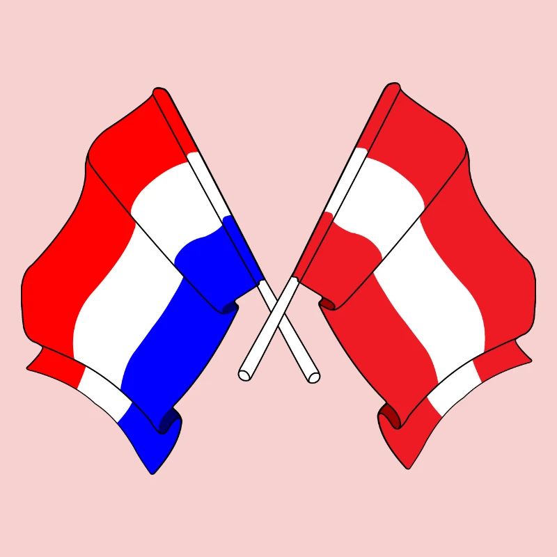 Flag Netherlands, flag Austria