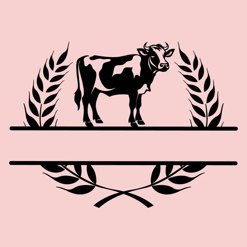 Dairy cow in laurel wreath with space for your own text