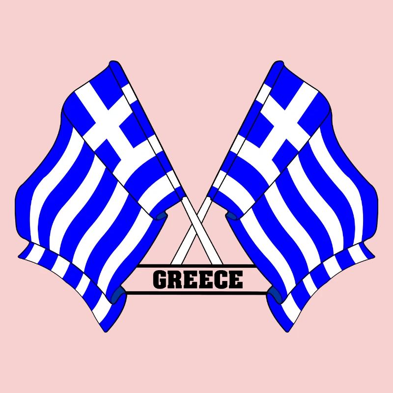 Drapeaux grecs croisés avec texte