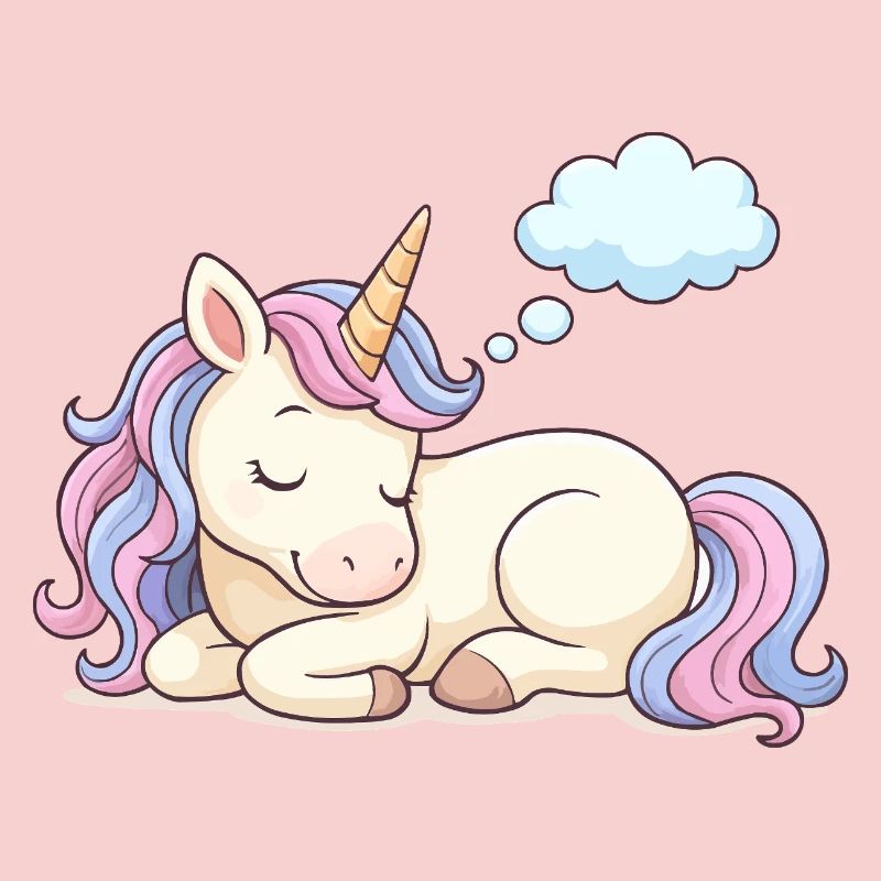 Sleeping unicorn with rainbow mane