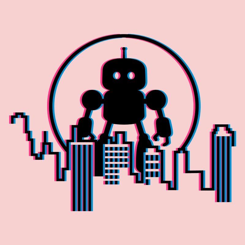 Robot City Skyline – 3D Sci-Fi Future Design